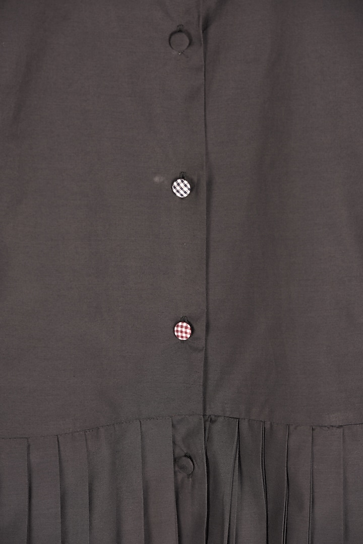 Black Mini Vacation Shirt Dress With Handmade Buttons by Chillosophy at Pernia's Pop Up Shop