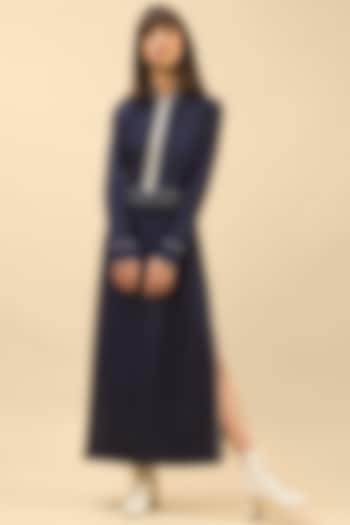 Dark Blue Midi Summer Dress With Side Slit by Chillosophy at Pernia's Pop Up Shop
