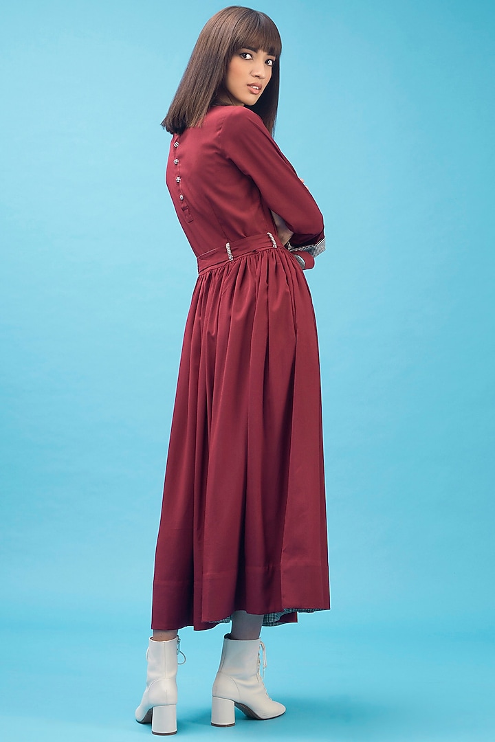 Deep Red Maxi Summer Dress With Handmade Buttons by Chillosophy at Pernia's Pop Up Shop