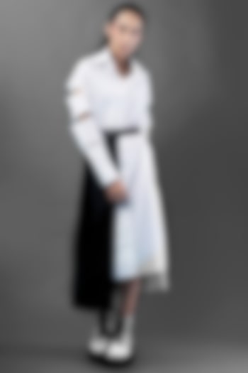 White Summer Shirt Dress With Cut Out Sleeves by Chillosophy at Pernia's Pop Up Shop