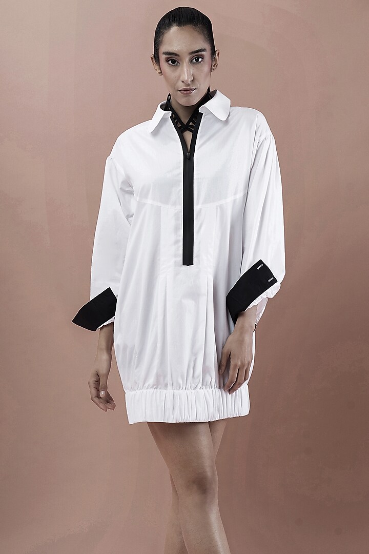 White Shirt Dress With Elasticated Bottom by Chillosophy