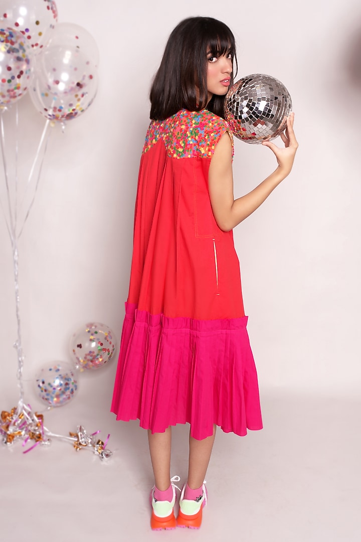 Red & Pink Midi Vacation Dress by Chillosophy at Pernia's Pop Up Shop