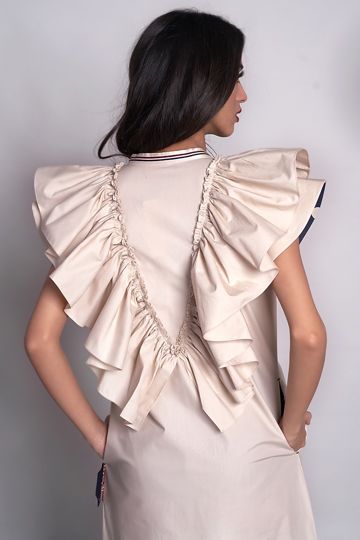 Beige Poplin Mini Vacation Dress by Chillosophy at Pernia's Pop Up Shop