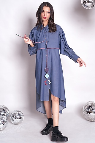 Blue Chambray Midi Shirt Dress by Chillosophy
