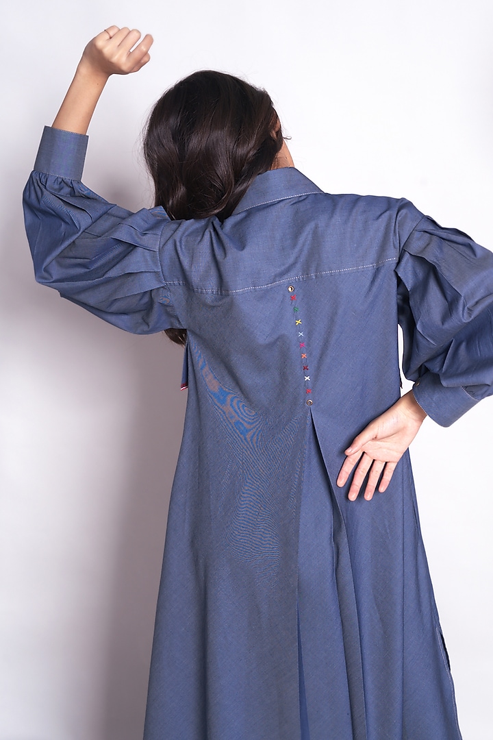 Blue Chambray Midi Shirt Dress by Chillosophy at Pernia's Pop Up Shop 2026