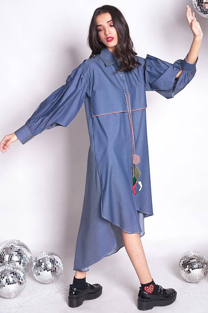 Blue Chambray Midi Vacation Shirt Dress by Chillosophy at Pernia's Pop Up Shop