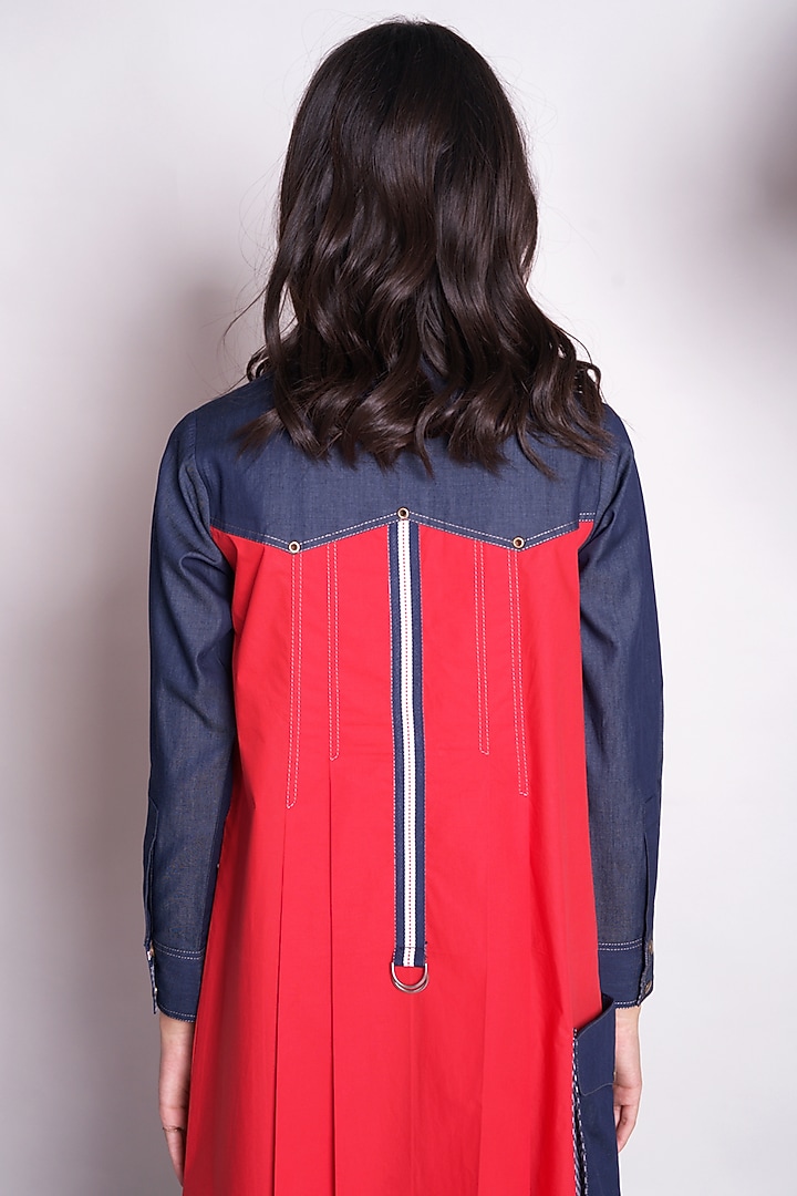 Red & Blue Poplin Midi Vacation Dress by Chillosophy at Pernia's Pop Up Shop