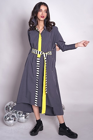 Green & Yellow Chambray Maxi Shirt Dress by Chillosophy