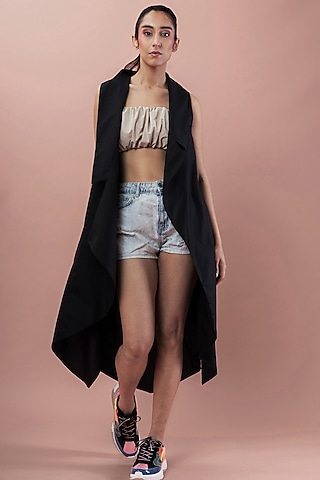 Black Poplin Long Overcoat by Chillosophy