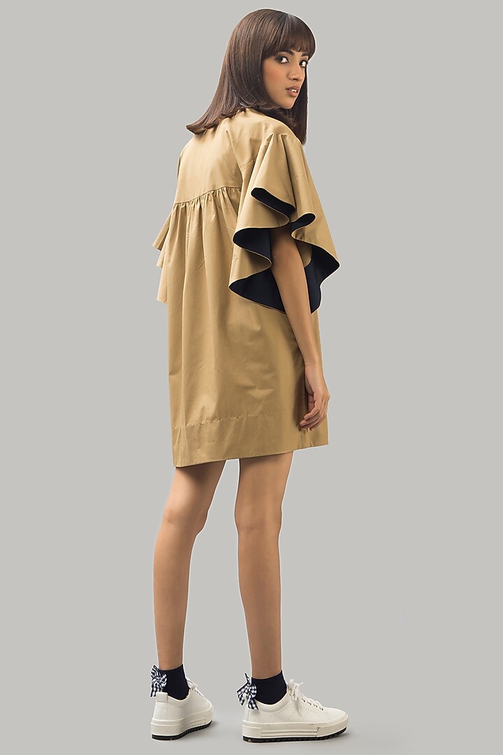 Khaki Green Dress With Flared Sleeves by Chillosophy at Pernia's Pop Up Shop