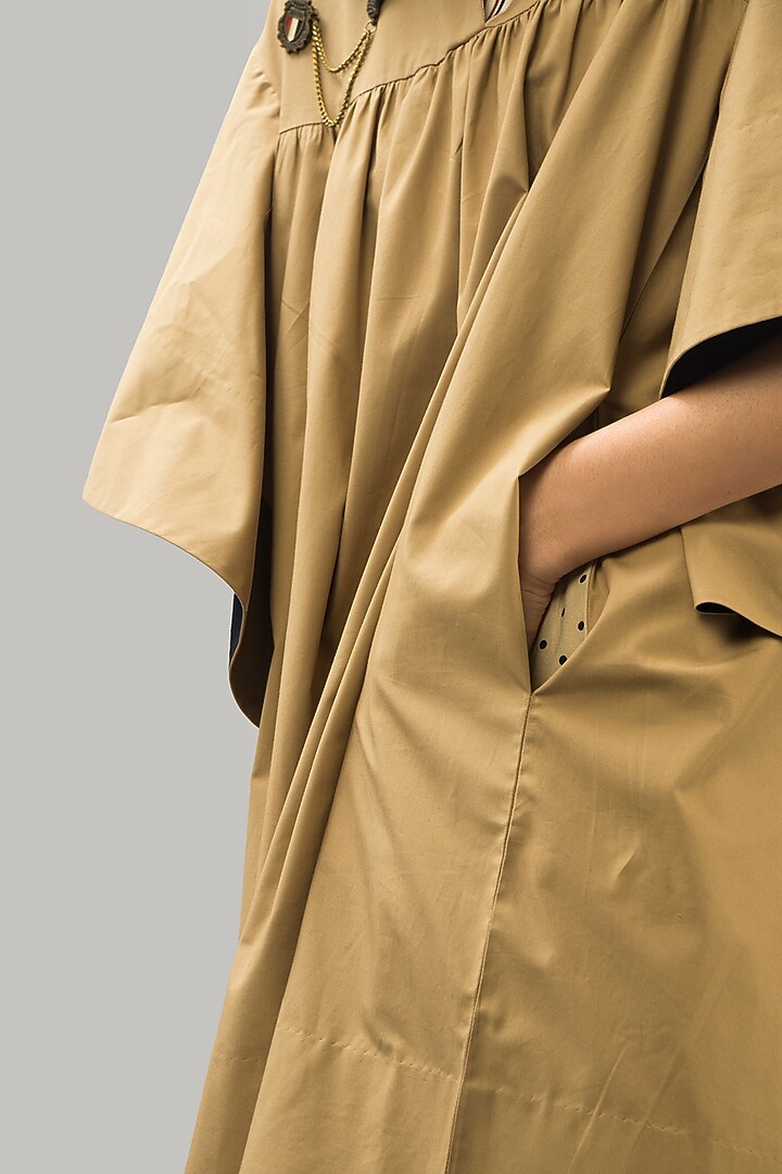 Khaki Green Dress With Flared Sleeves by Chillosophy at Pernia's Pop Up Shop