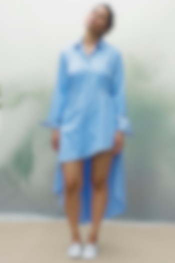 Sky Blue Pleated Shirt Dress by Chillosophy