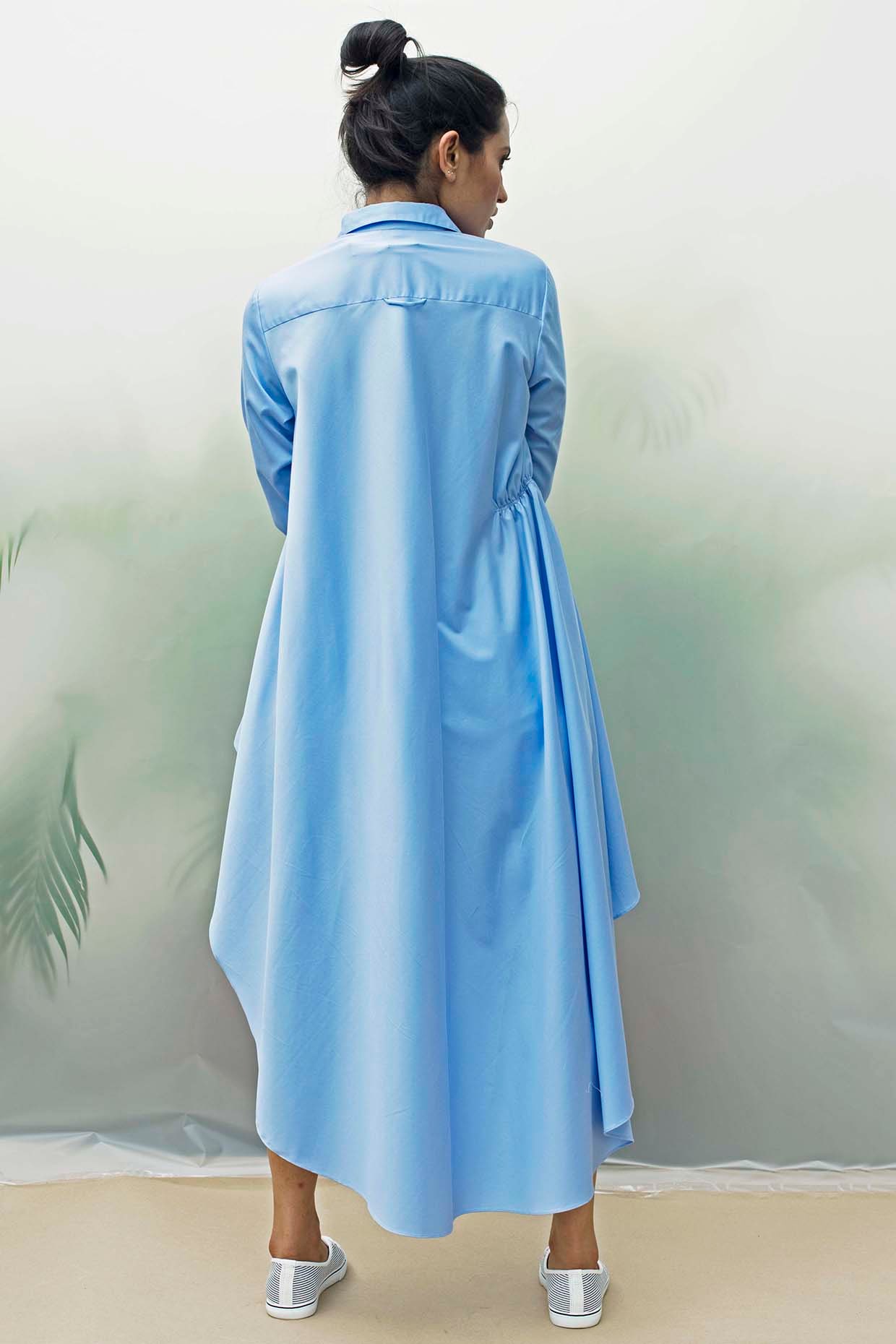 ワンピース Disco Tiara Pleated Shirt Dress Sky Blue Sky Blue Pleated Shirt Dress by Chillosophy at Pernia's Pop
