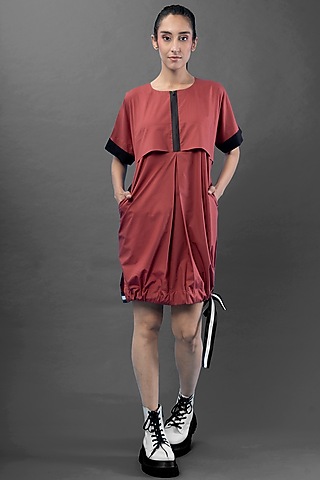 Red Mini Poplin Dress by Chillosophy