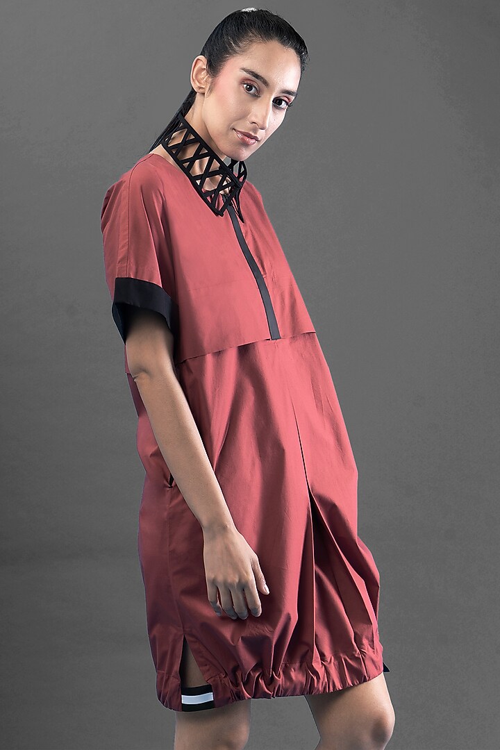 Red Mini Poplin Summer Dress by Chillosophy at Pernia's Pop Up Shop