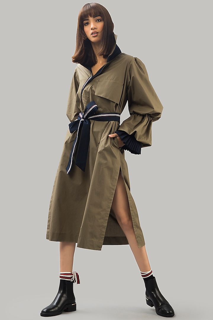 Olive Green Trench Dress by Chillosophy