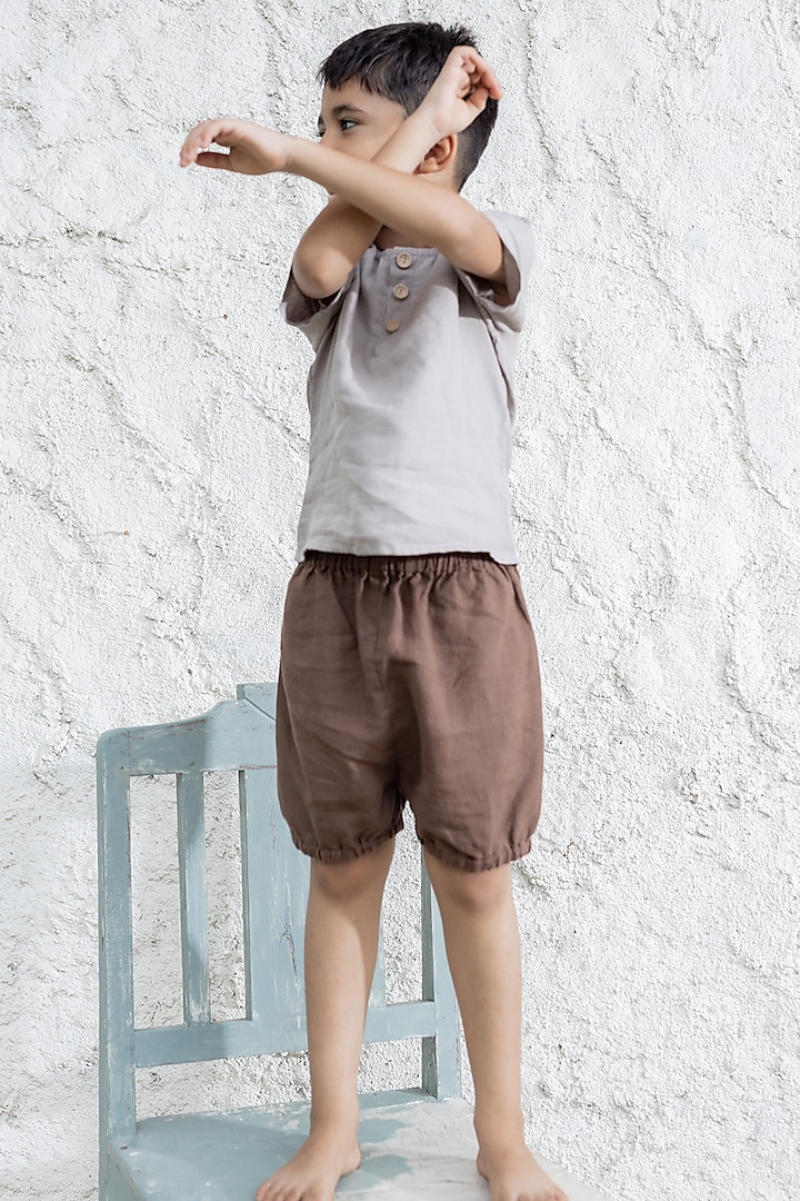 Brown Linen Bloomers For Boys by Chi Linen