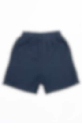 Navy Blue Linen Shorts For Boys by Chi Linen