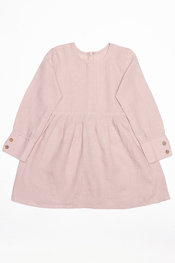 Pink Linen Dress For Girls by Chi Linen