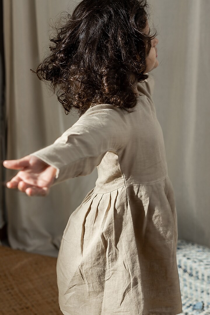 Light Brown Linen Dress For Girls by Chi Linen at Pernia's Pop Up Shop 2026