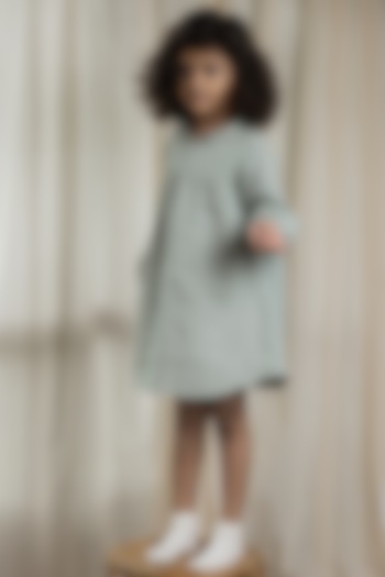 Light Green Linen Dress For Girls by Chi Linen at Pernia's Pop Up Shop