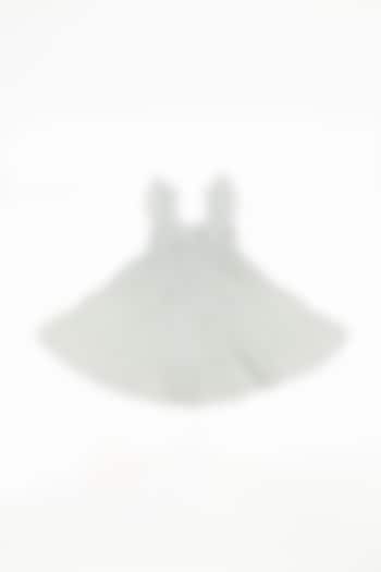 Cream Linen Ruffled Dress For Girls by Chi Linen