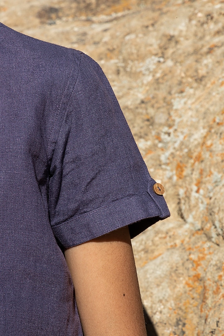 Violet Linen Shirt For Boys by Chi Linen at Pernia's Pop Up Shop
