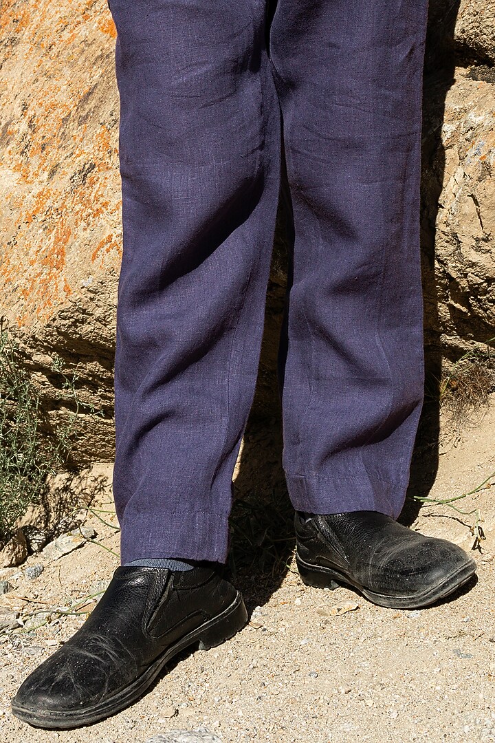 Violet Linen Trousers For Boys by Chi Linen at Pernia's Pop Up Shop