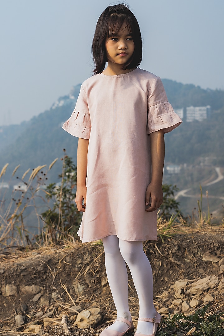 Pink Linen Dress For Girls by Chi Linen at Pernia's Pop Up Shop