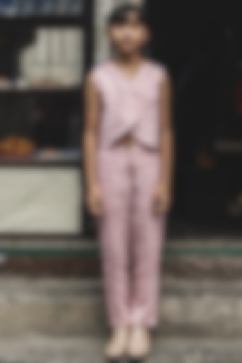 Pink Linen Co-Ord Set For Girls by Chi Linen at Pernia's Pop Up Shop