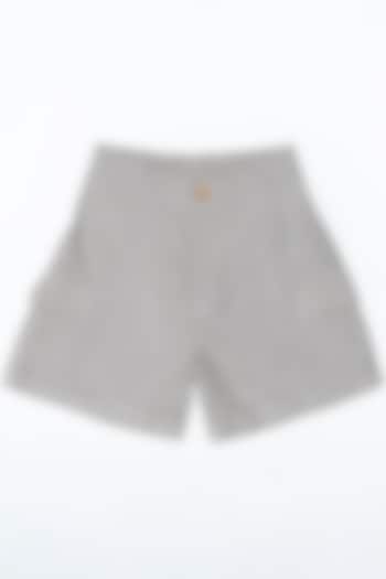 Beige Linen Shorts For Boys by Chi Linen