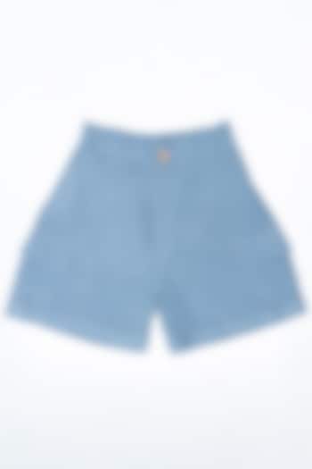 Blue Linen Shorts For Boys by Chi Linen