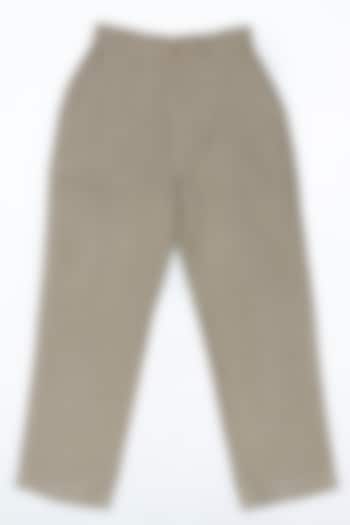 Light Brown Linen Trousers For Boys by Chi Linen