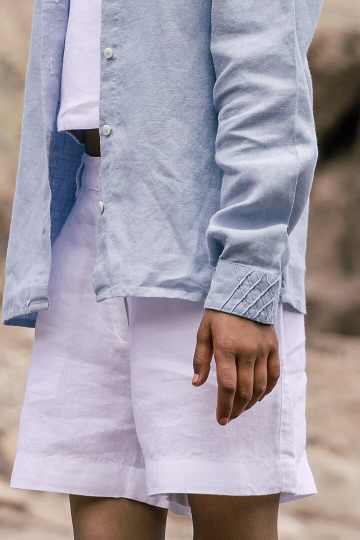 Light Blue Linen Co-Ord Set For Girls by Chi Linen at Pernia's Pop Up Shop