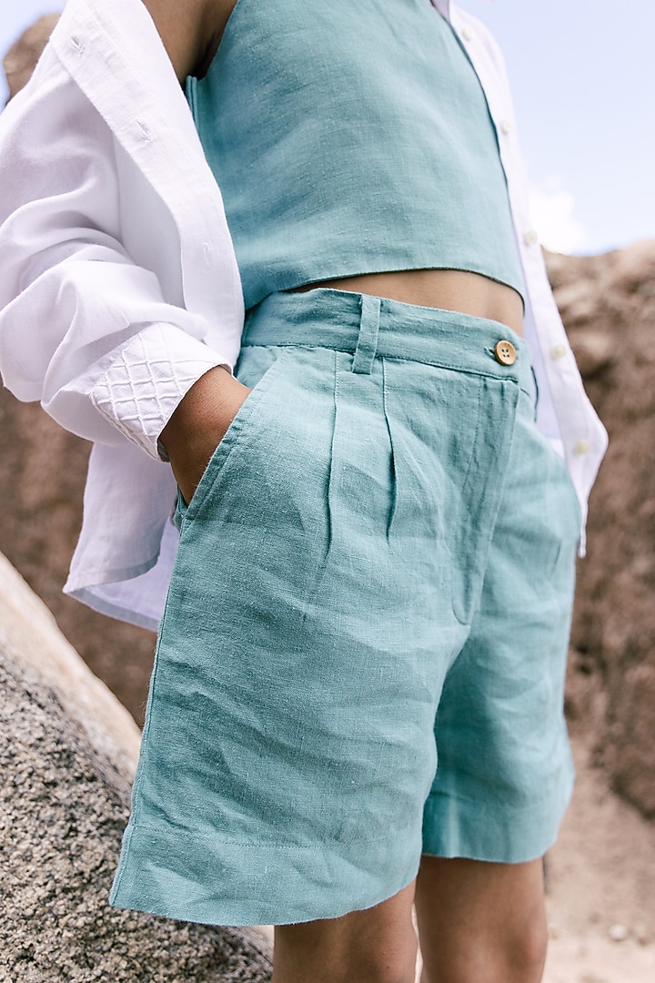 White Linen Co-Ord Set For Girls by Chi Linen at Pernia's Pop Up Shop