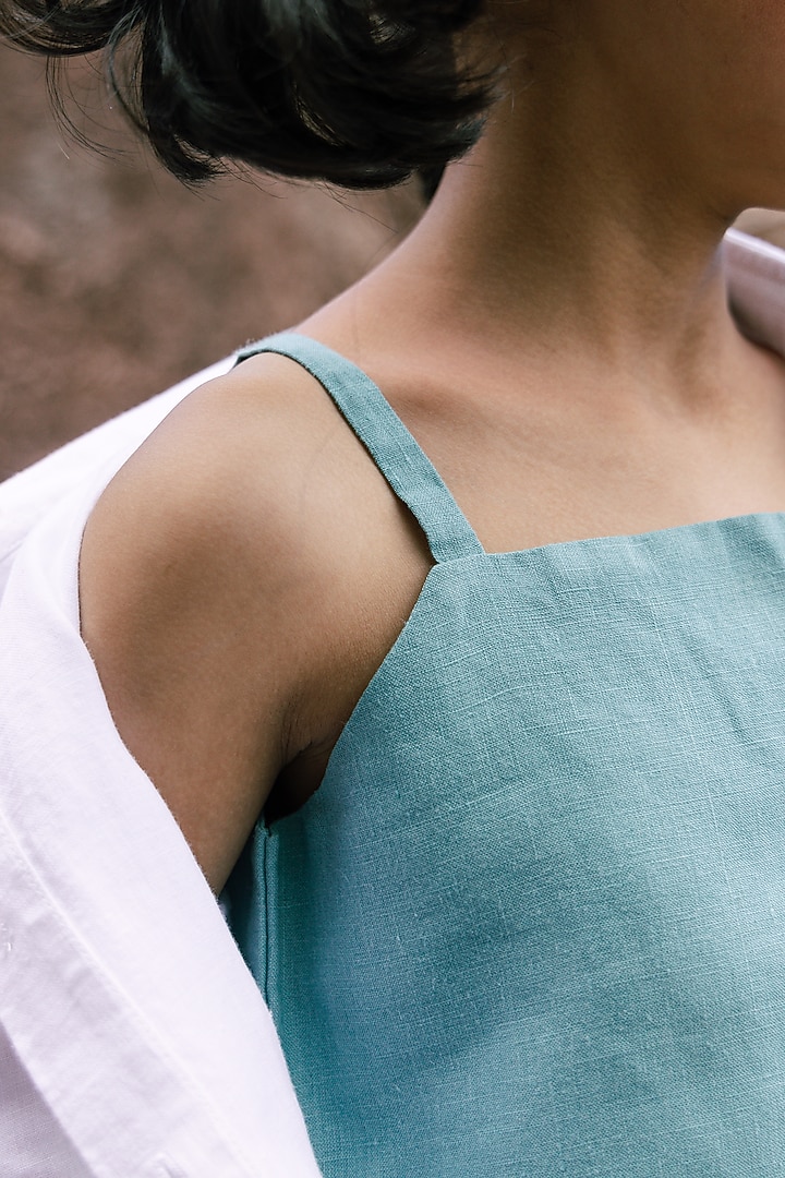 White Linen Co-Ord Set For Girls by Chi Linen at Pernia's Pop Up Shop