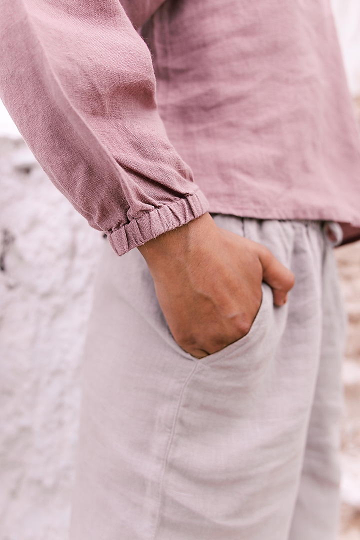 Beige Linen Trousers For Girls by Chi Linen at Pernia's Pop Up Shop