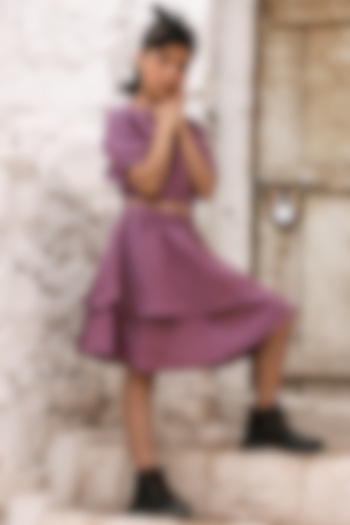 Purple Linen Co-Ord Set For Girls by Chi Linen at Pernia's Pop Up Shop