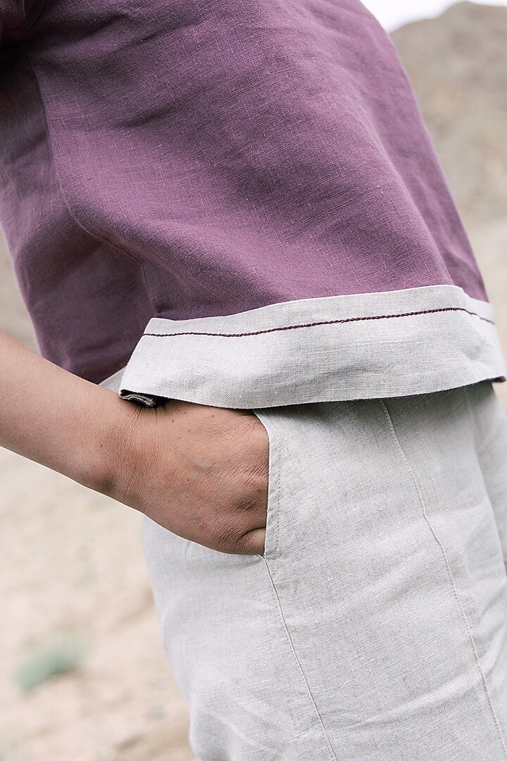 Cream Linen Trousers For Girls by Chi Linen at Pernia's Pop Up Shop