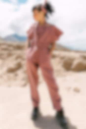 Dark Pink Linen Jumpsuit For Girls by Chi Linen at Pernia's Pop Up Shop