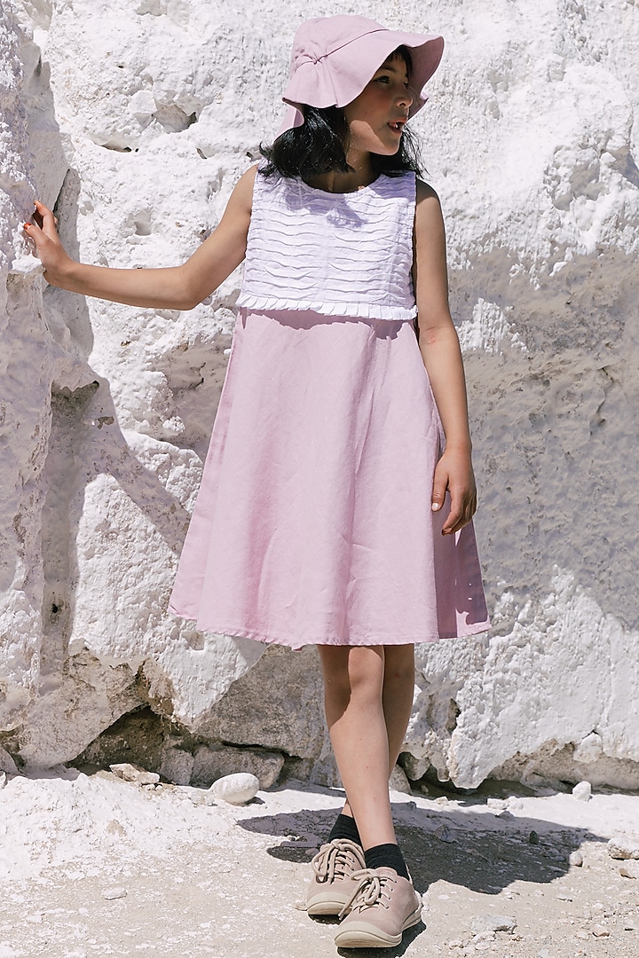 Lilac Linen Dress For Girls by Chi Linen at Pernia's Pop Up Shop