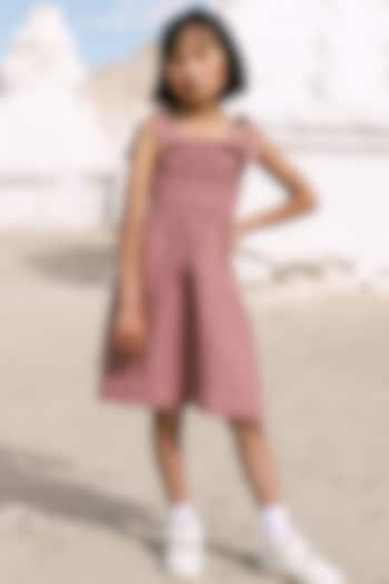 Dark Pink Linen A-Line Dress For Girls by Chi Linen at Pernia's Pop Up Shop