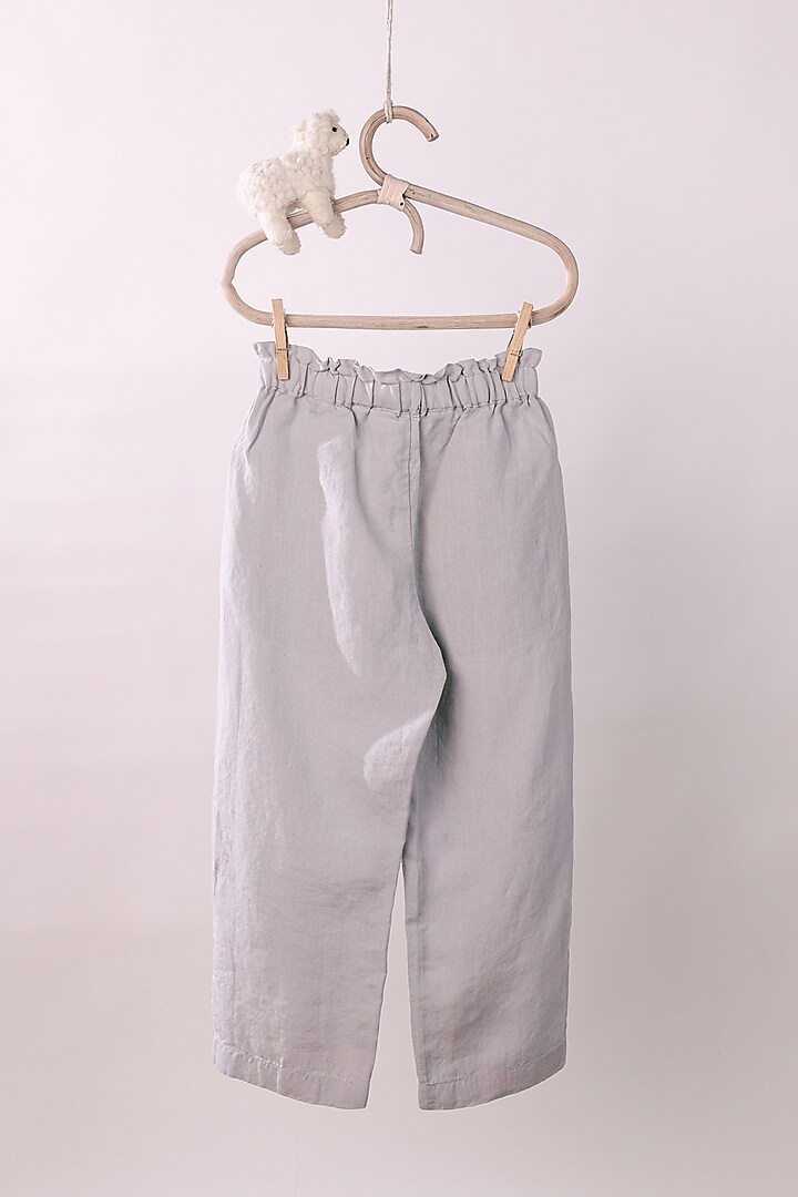 Grey Linen Trousers For Girls by Chi Linen at Pernia's Pop Up Shop