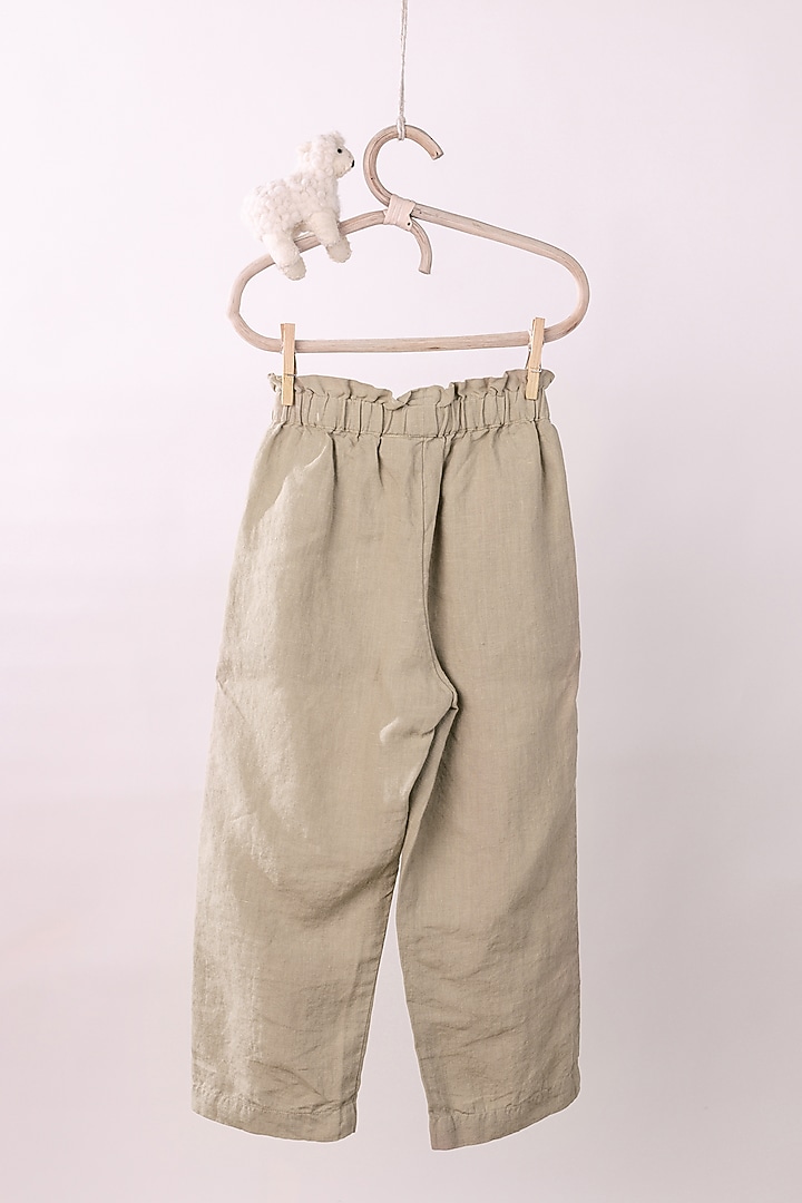 Light Brown Linen Trousers For Girls by Chi Linen at Pernia's Pop Up Shop