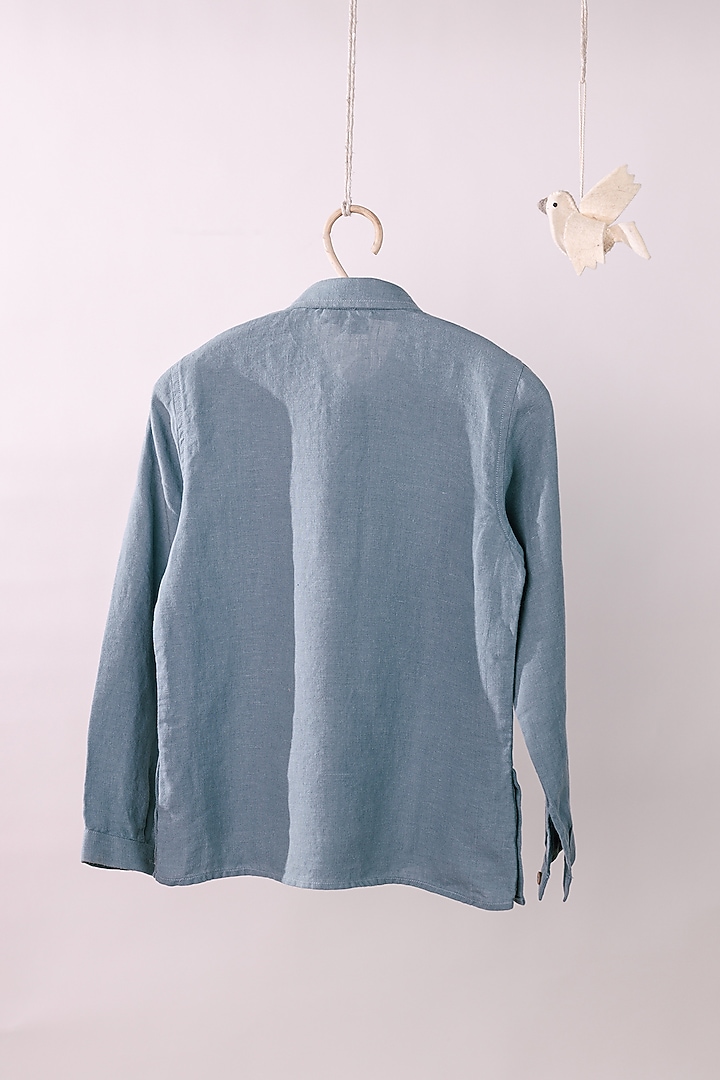 Light Blue Linen Shirt For Boys by Chi Linen at Pernia's Pop Up Shop