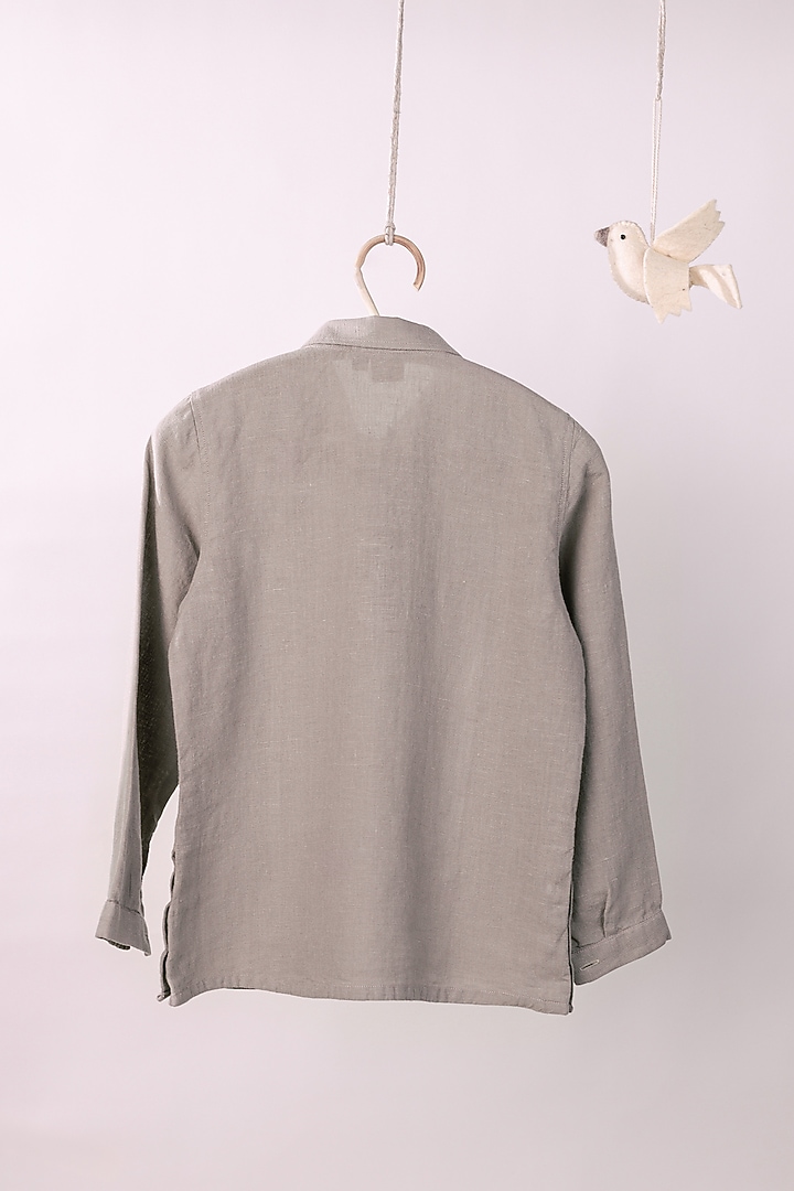 Beige Linen Shirt For Boys by Chi Linen at Pernia's Pop Up Shop