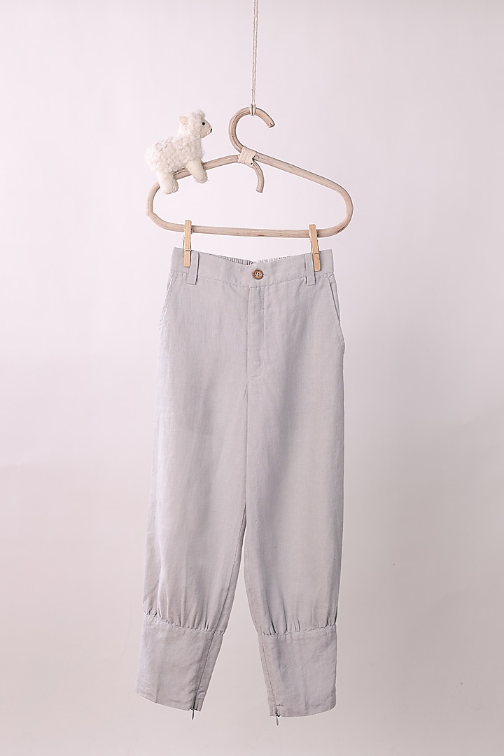 Grey Linen Trousers For Boys by Chi Linen at Pernia's Pop Up Shop