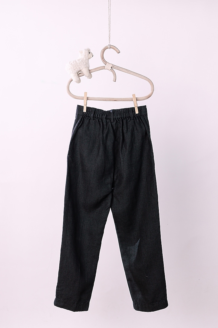 Black Linen Trousers For Boys by Chi Linen at Pernia's Pop Up Shop