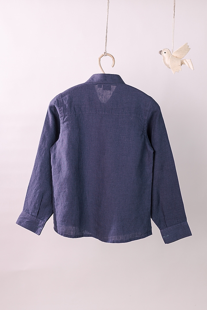 Violet Linen Shirt For Boys by Chi Linen at Pernia's Pop Up Shop