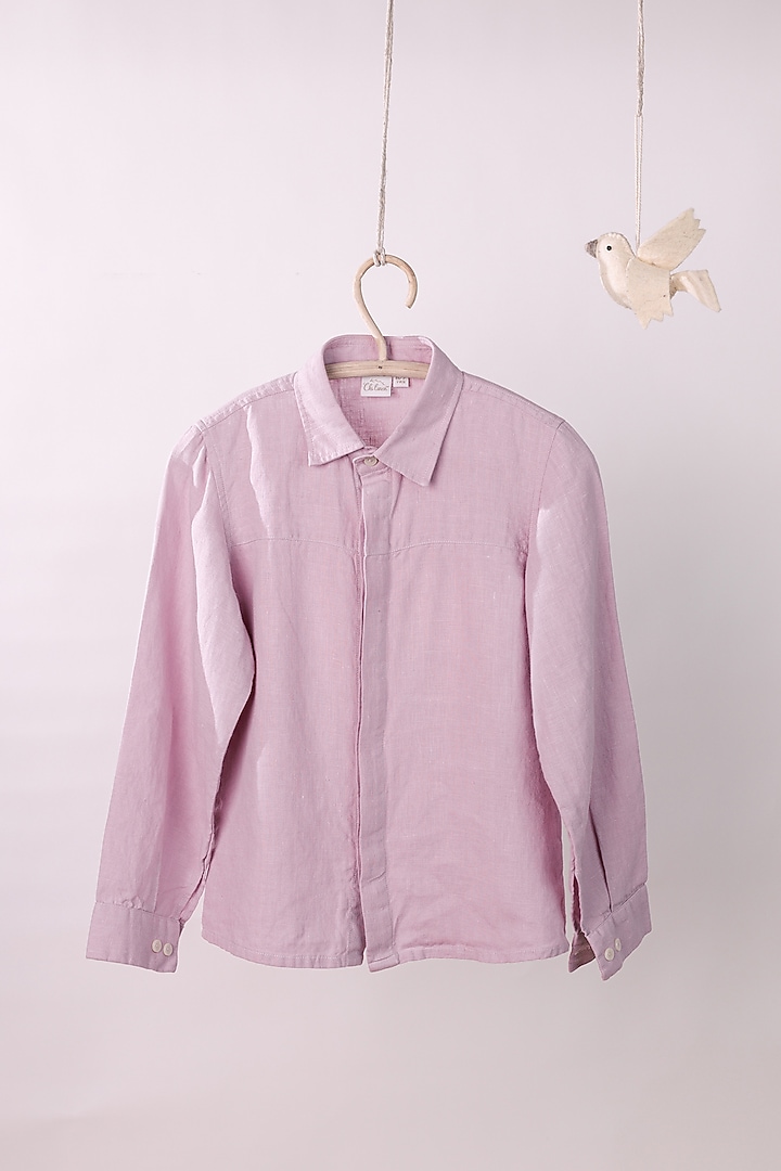 Lilac Linen Shirt For Boys by Chi Linen at Pernia's Pop Up Shop